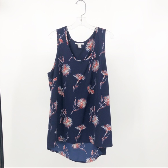 Halogen Blouse Navy Medium sleeveless Floral - Picture 4 of 15